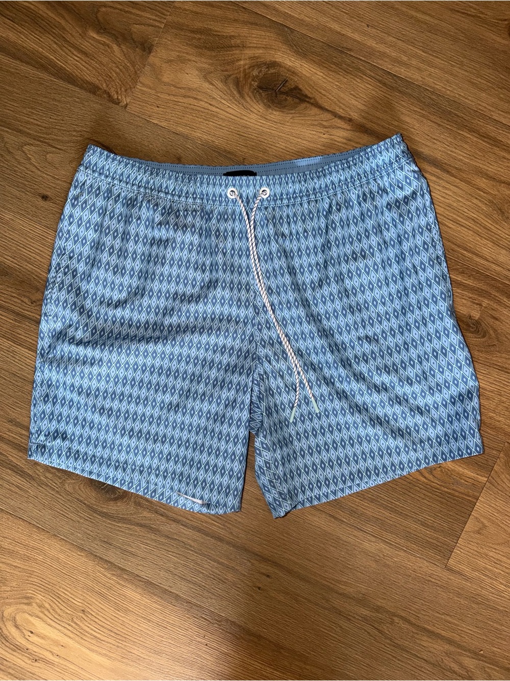 Bonobos Light Blue Diamond-Print Swim Trunks